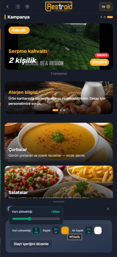 Menü Kategorileri